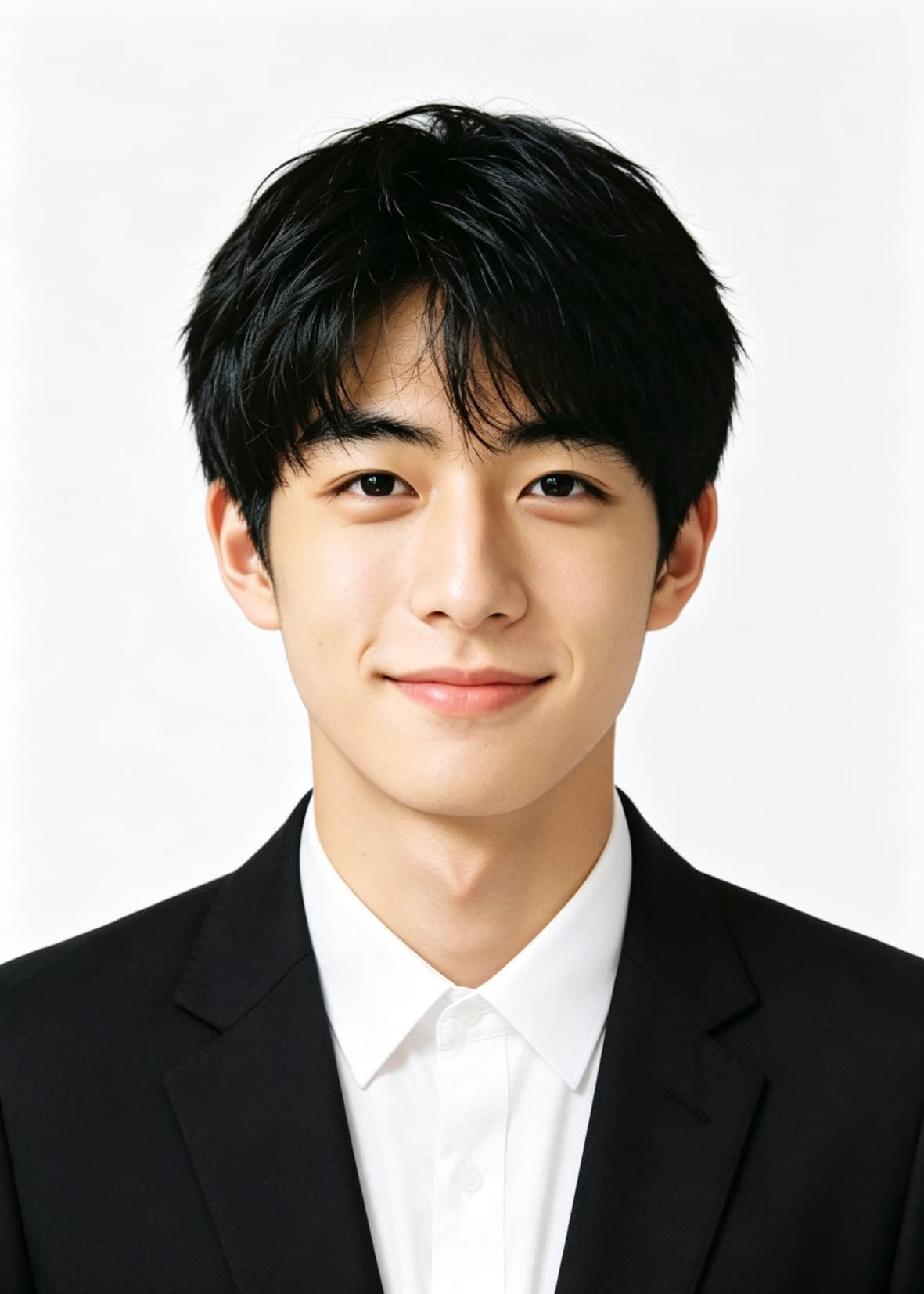 男生 · 白底黑西装示例